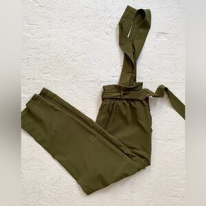 Army Green Trousers with Detachable Suspenders